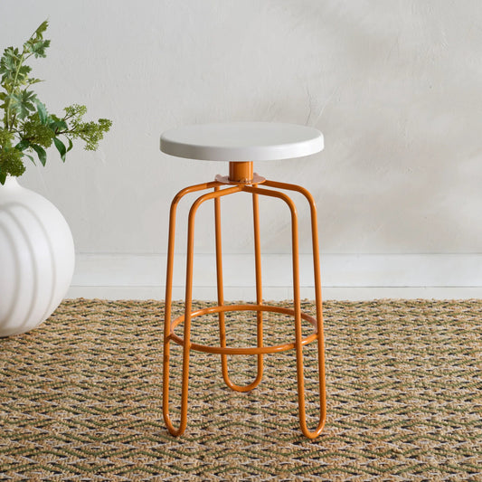 Foote Counter Stool by HedgeApple Essentials in cream, orange. Made from iron in a eclectic & global style.