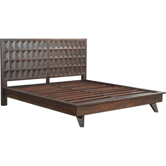 Lisbon Mid-Century Mango Wood Bed by World Interiors in brown and royal brown. Made from mango wood in a traditional style.