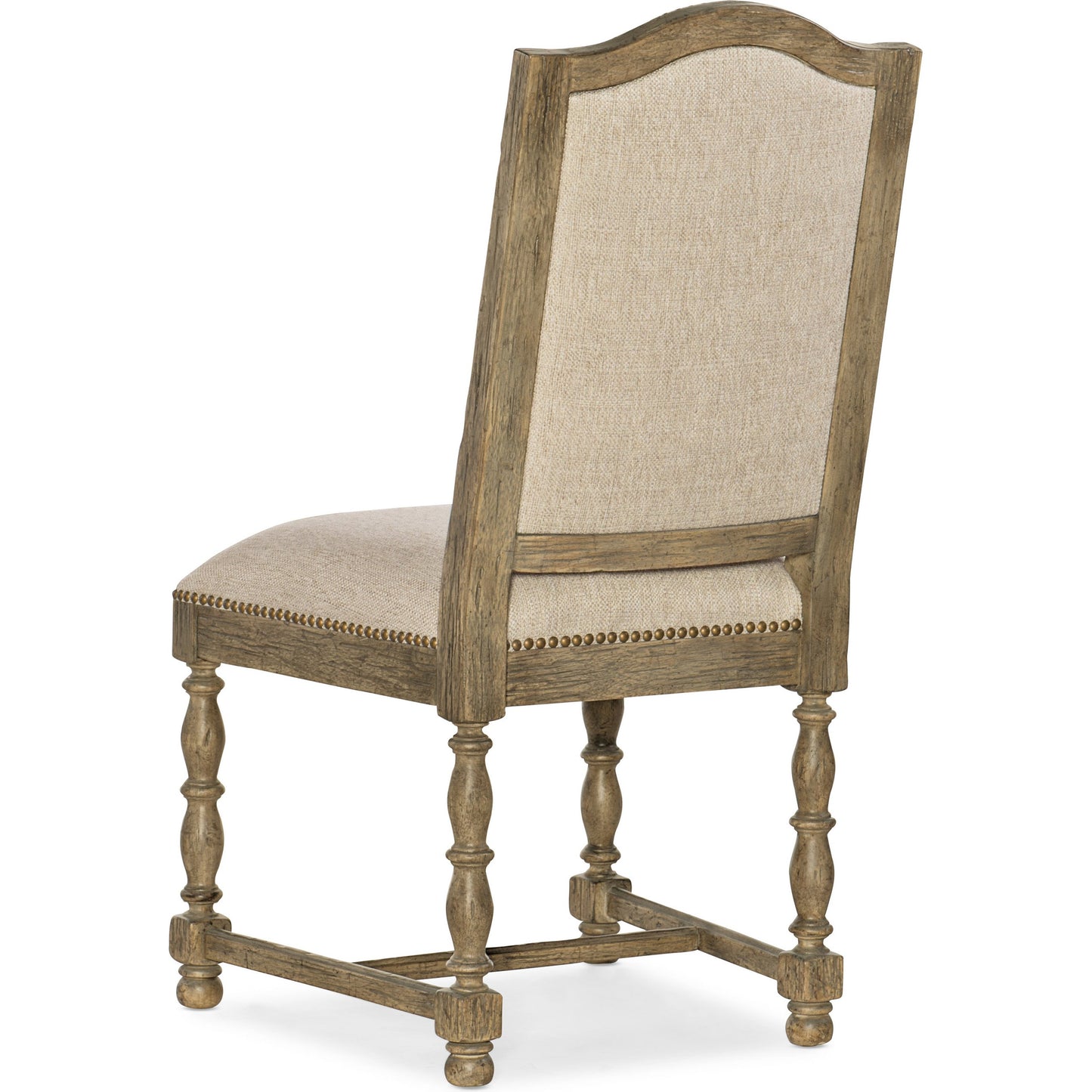 002 SI-1749052 | Additional Silo | La Grange Kruschel Square Back Side Chair (Set of 2) by Hooker Furniture in beige and barn wood, oat. Made from fabric, nailheads in a traditional style.