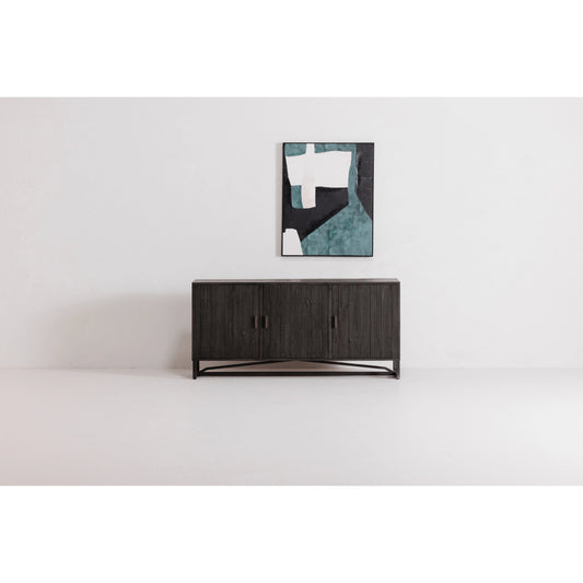 Sierra Sideboard by Moe's Home Collection in black. Made from new pine frame with reclaimed pine face boards, stainless steel base in a modern style.