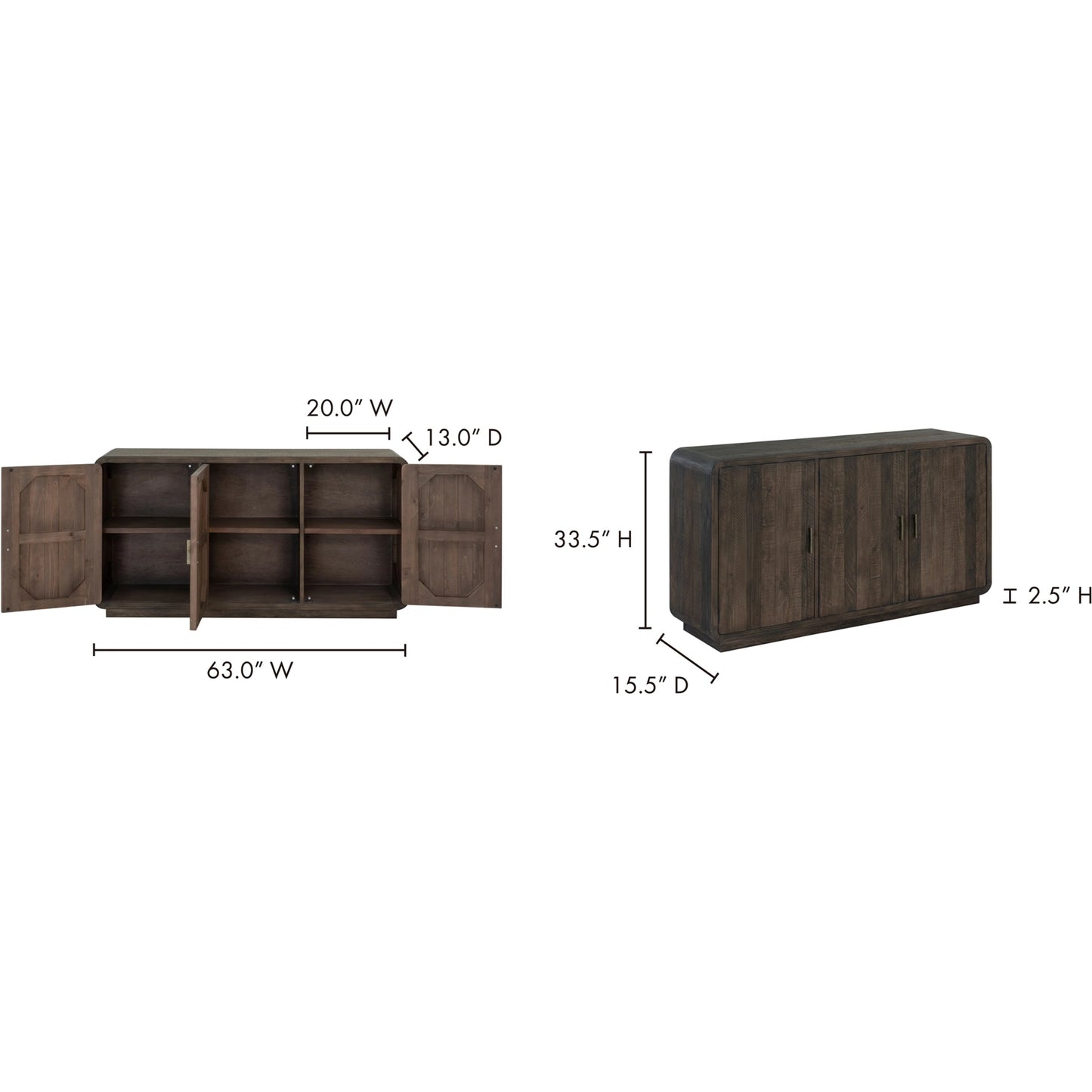 008 SI-1717385 | Lifestyle | Monterey Sideboard by Moe's Home Collection in natural. Made from solid pine, plywood in a modern style.