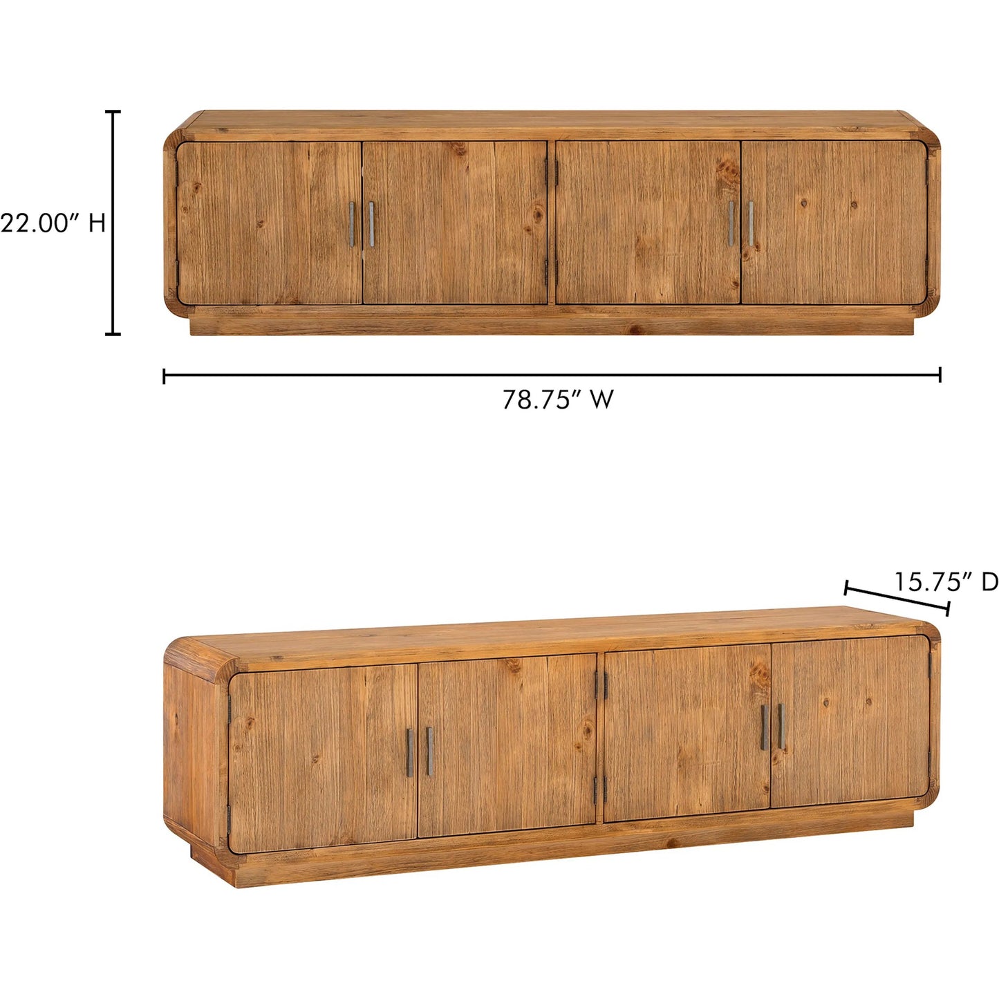 011 SI-2253891 | Lifestyle | Monterey Media Cabinet Rustic Blonde by Moe's Home Collection in rustic blonde. Made from solid pine, plywood shelves, bottom panels in a unique style.