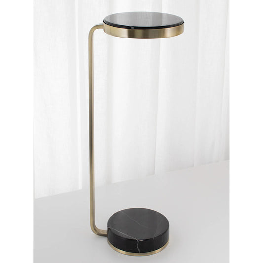 Frank Drink Table by Couture Lamps in black marble and metal. Made from marble, metal in a modern style.
