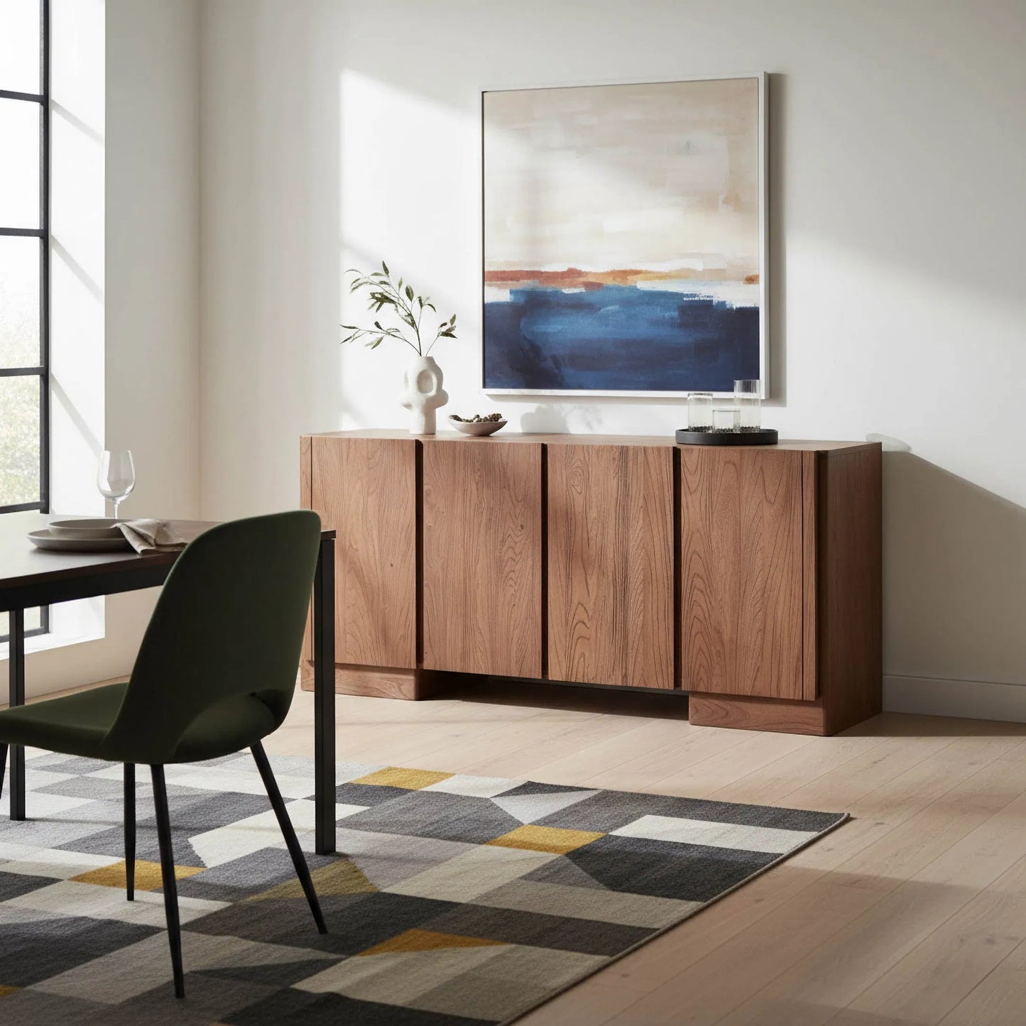 001 SI-2527514 | Lifestyle | Freedom 4 Door Sideboard by LH Imports in sandblast caramel. Made from rustic elm, mdf in a unique style.