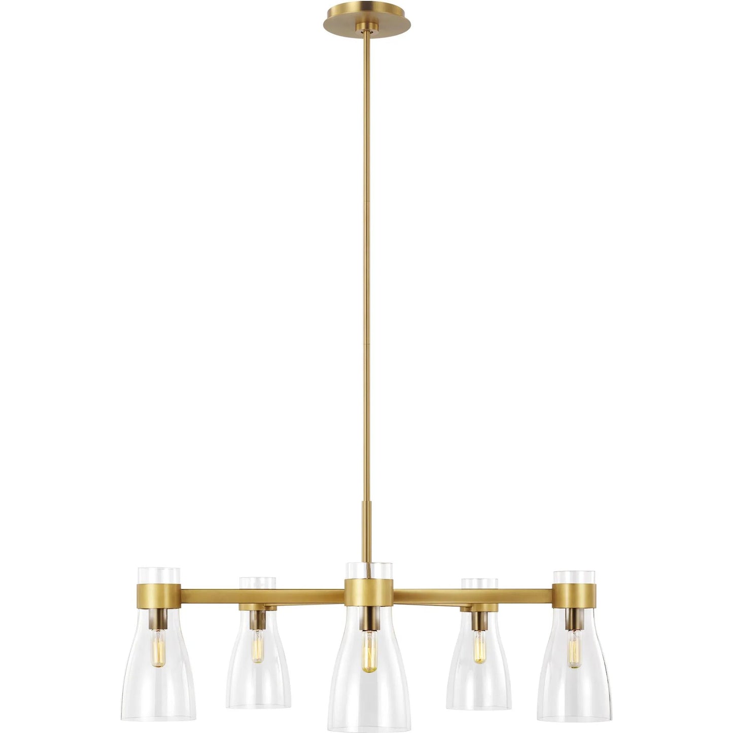 002 SI-2233743 | Primary Silo | Moritz Five Light Chandelier by Visual Comfort & Co. in burnished brass. Made from steel in a unique style.