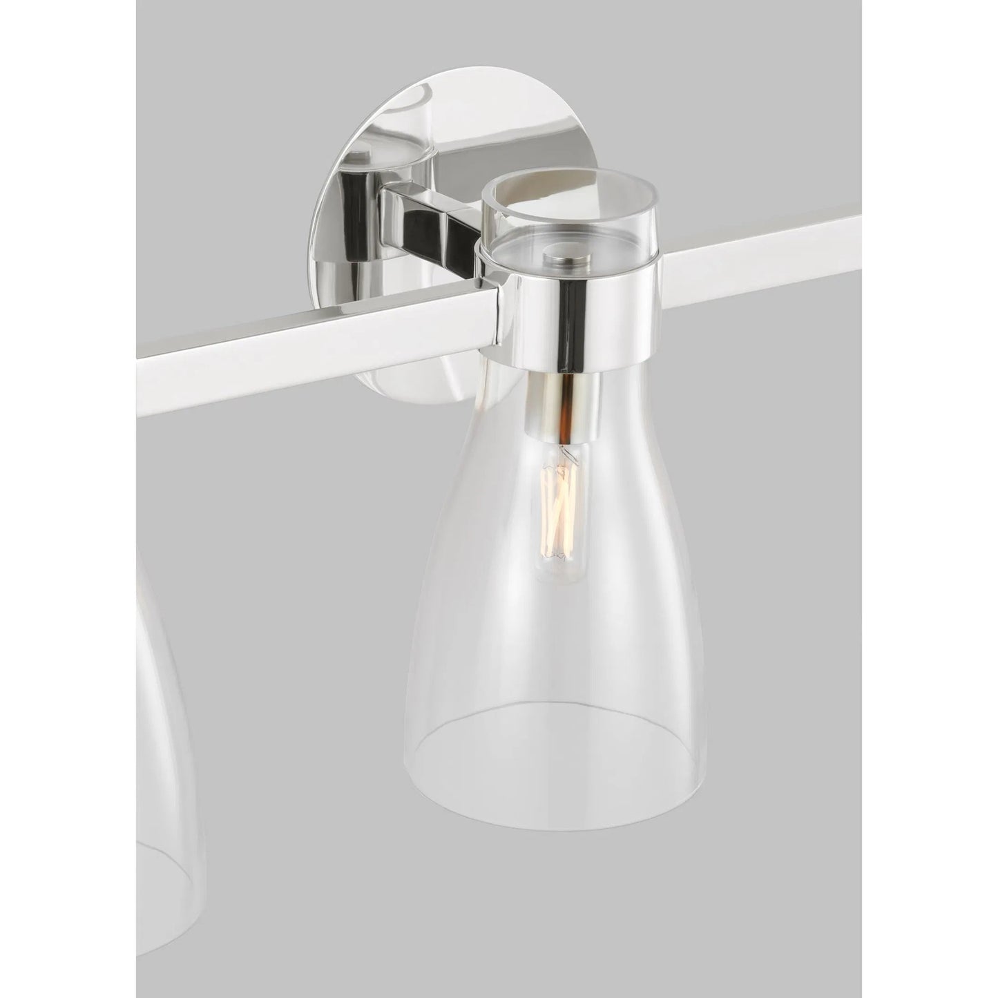 016 SI-2233813 | Closeup | Moritz Three Light Vanity by Visual Comfort & Co. in polished nickel. Made from steel in a modern style.
