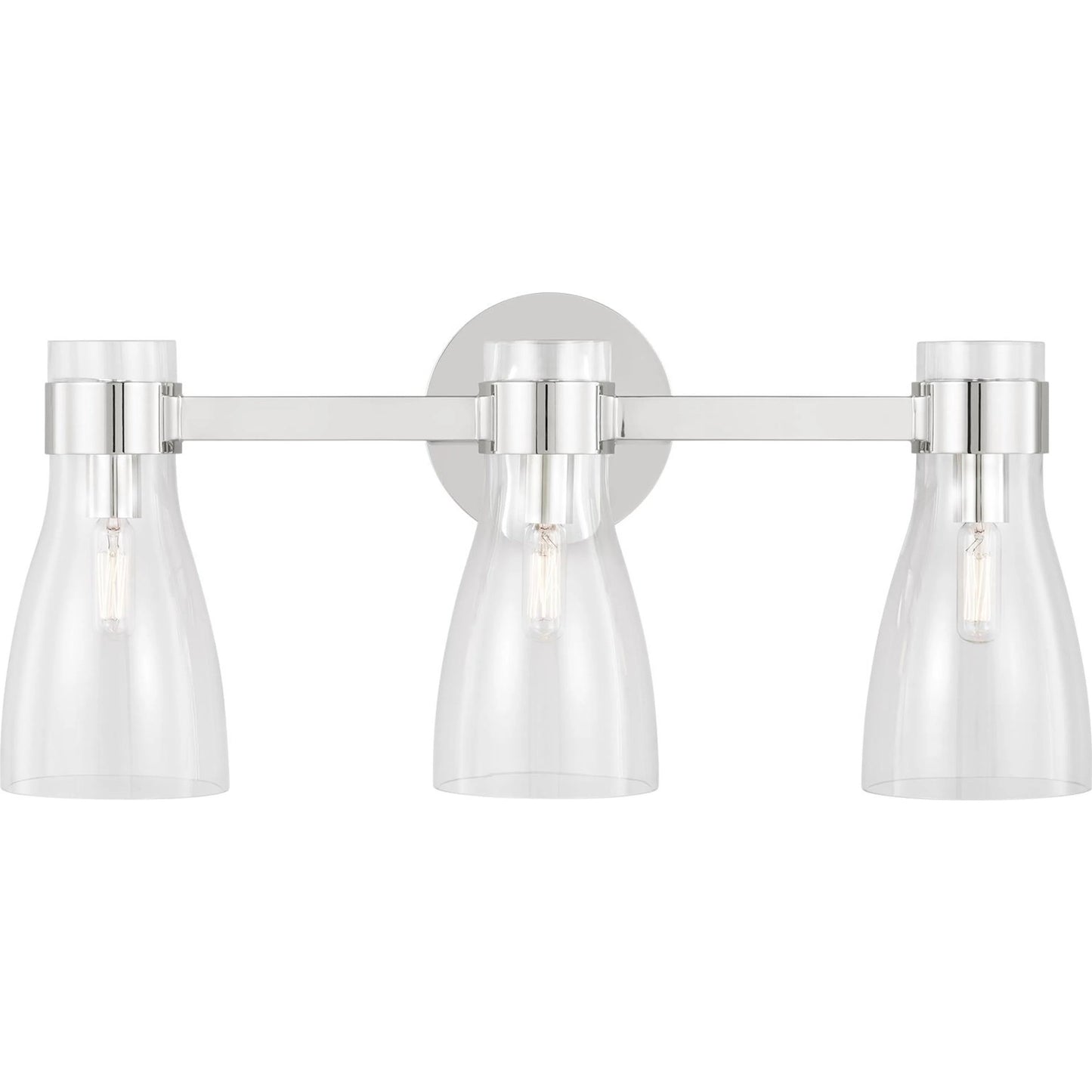 006 SI-2233813 | Primary Silo | Moritz Three Light Vanity by Visual Comfort & Co. in polished nickel. Made from steel in a modern style.