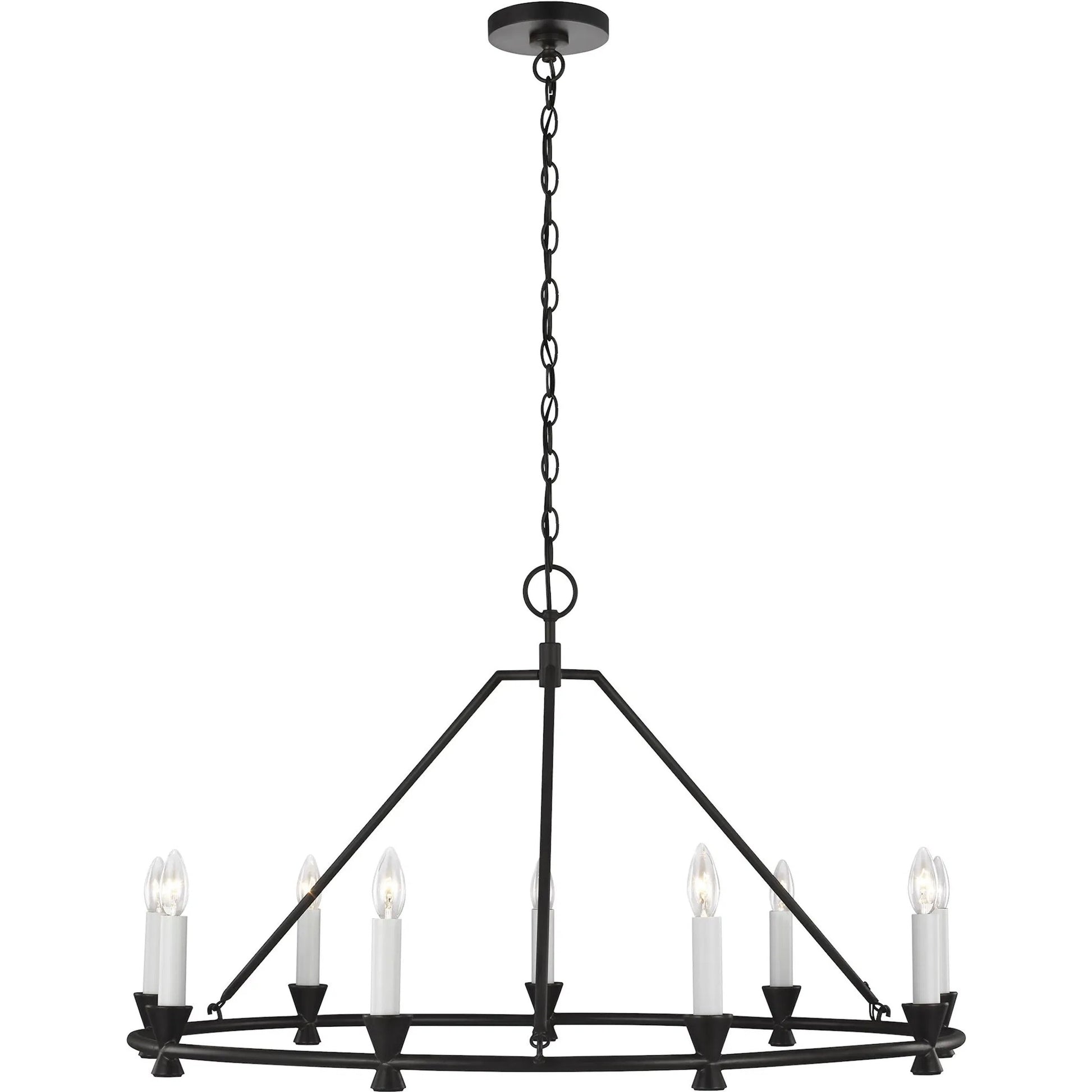 Keystone Medium Chandelier by Visual Comfort & Co. in aged iron. Made from steel in a traditional style.