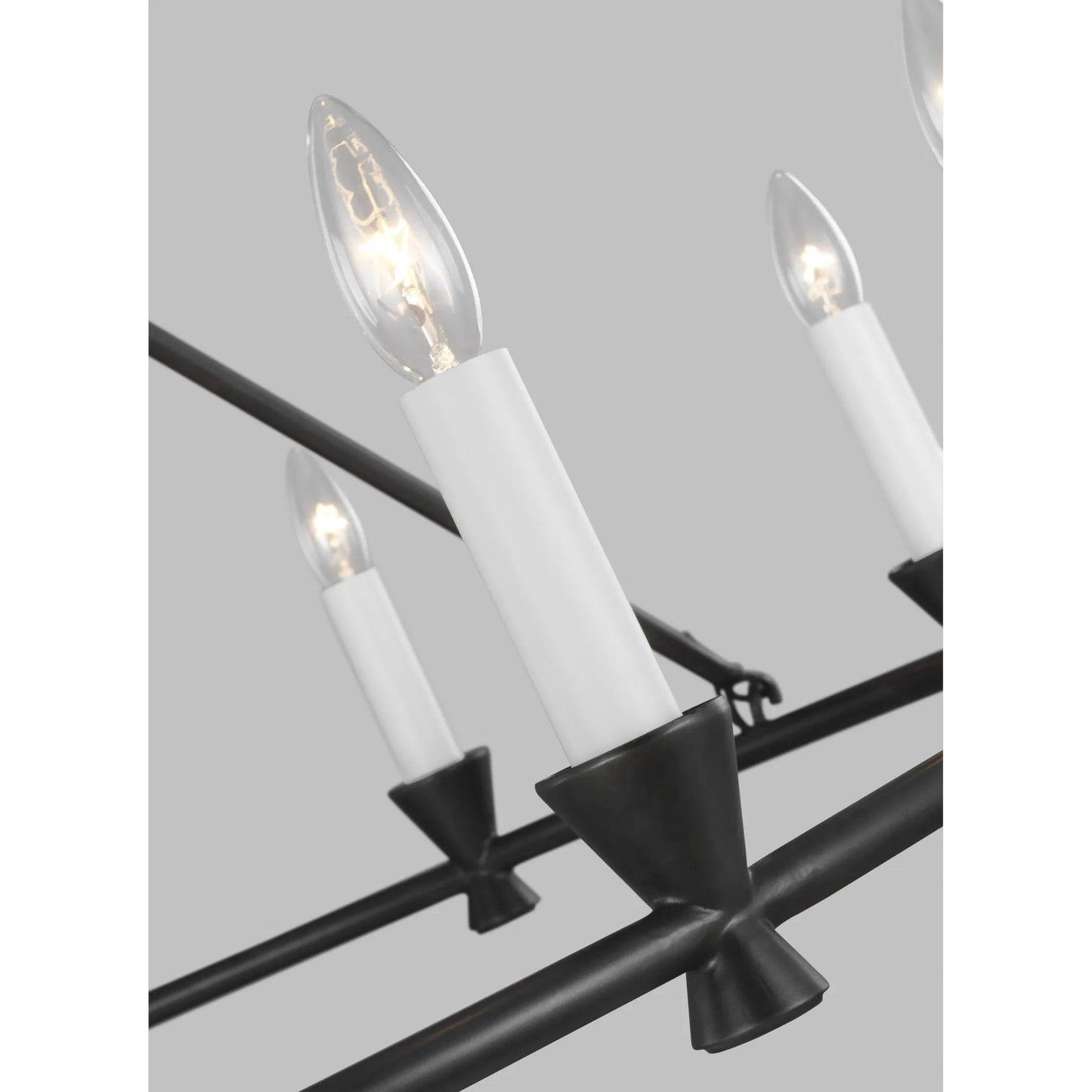 002 SI-2233968 | Closeup | Keystone Medium Chandelier by Visual Comfort & Co. in aged iron. Made from steel in a traditional style.
