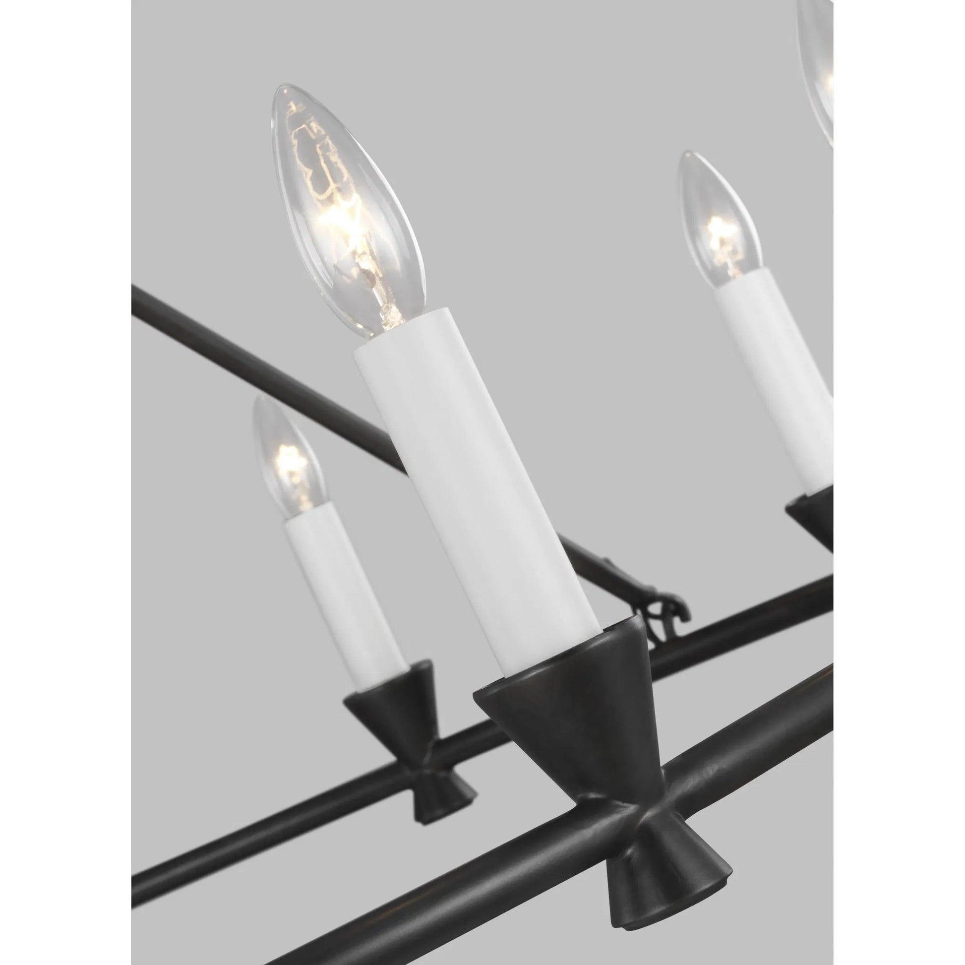 Keystone Medium Chandelier by Visual Comfort & Co. in aged iron. Made from steel in a traditional style.