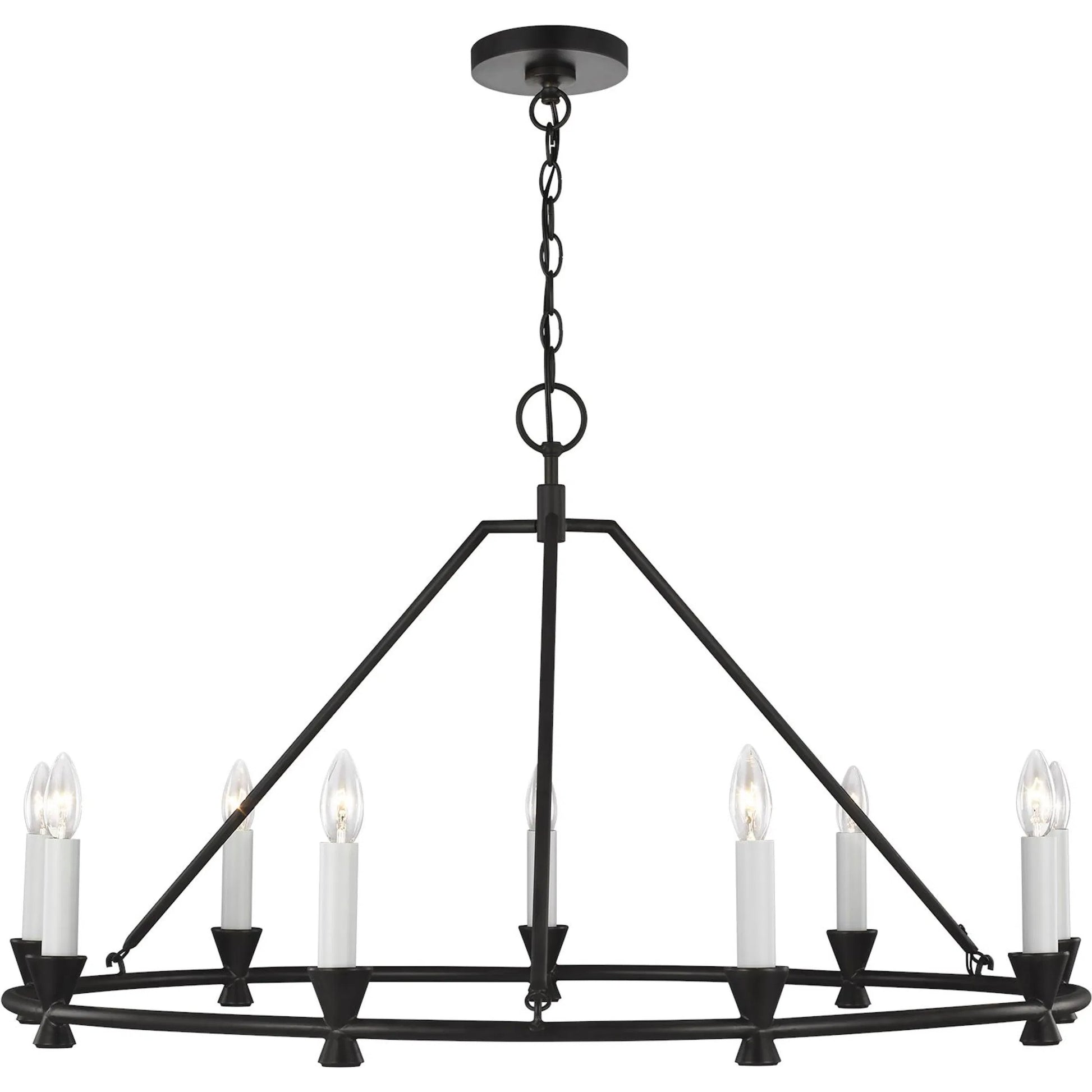 Keystone Medium Chandelier by Visual Comfort & Co. in aged iron. Made from steel in a traditional style.