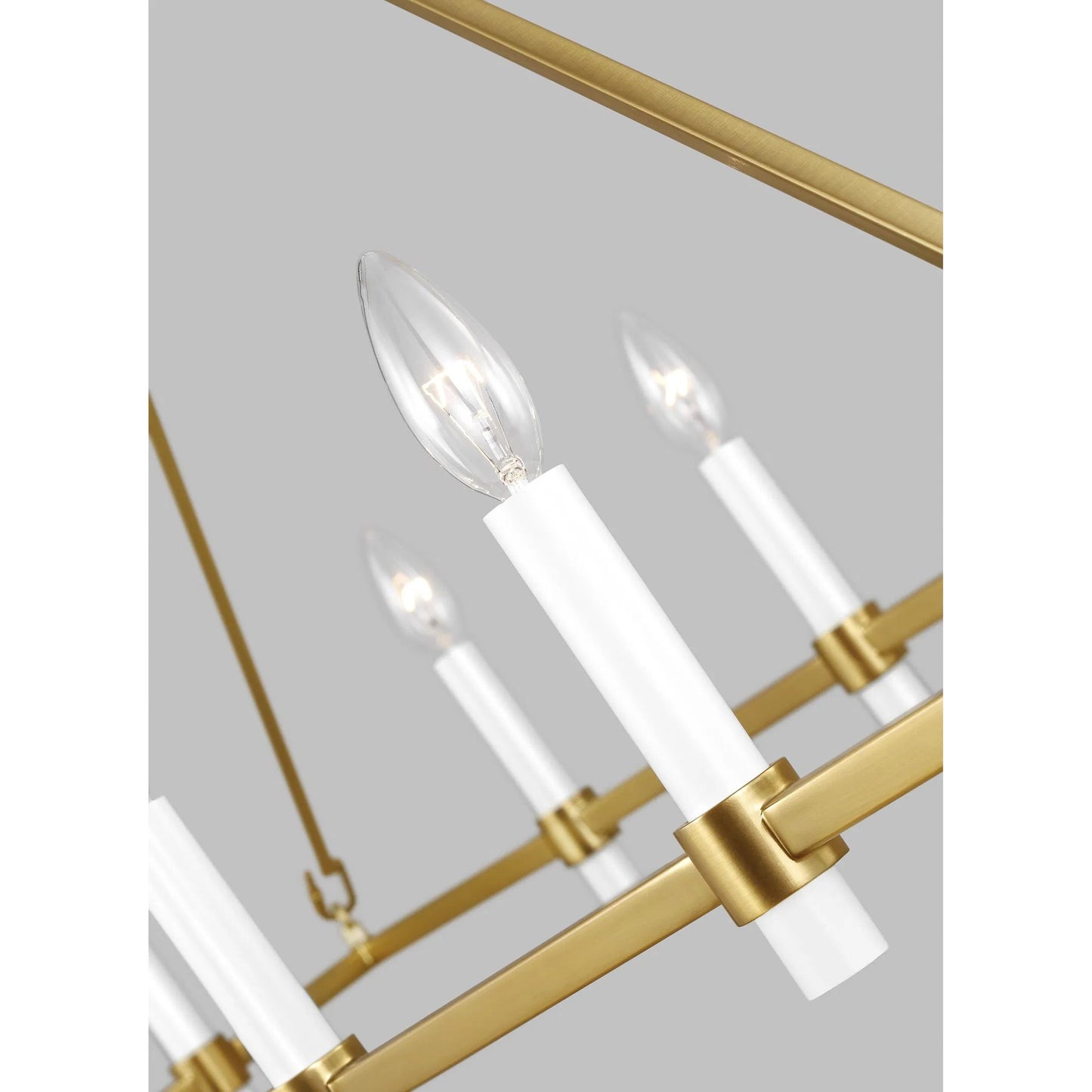 004 SI-2234013 | Closeup | Marston Linear Chandelier by Visual Comfort & Co. in burnished brass. Made from steel in a traditional style.
