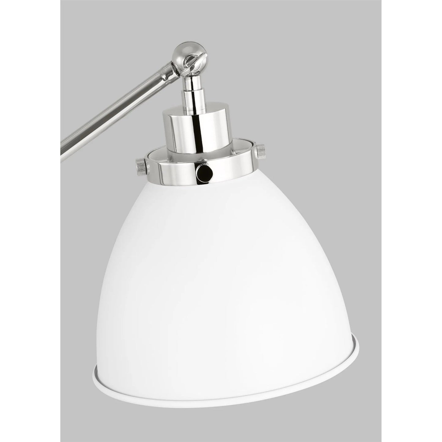 003 SI-2234247 | Closeup | Wellfleet Dome Desk Lamp by Visual Comfort & Co. in matte white, polished nickel. Made from steel in a unique style.