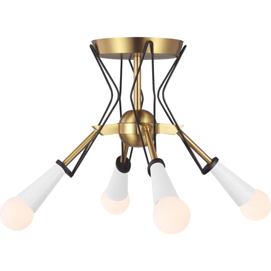 Piro Flush Mount by Visual Comfort & Co. in burnished brass. Made from steel in a modern style.