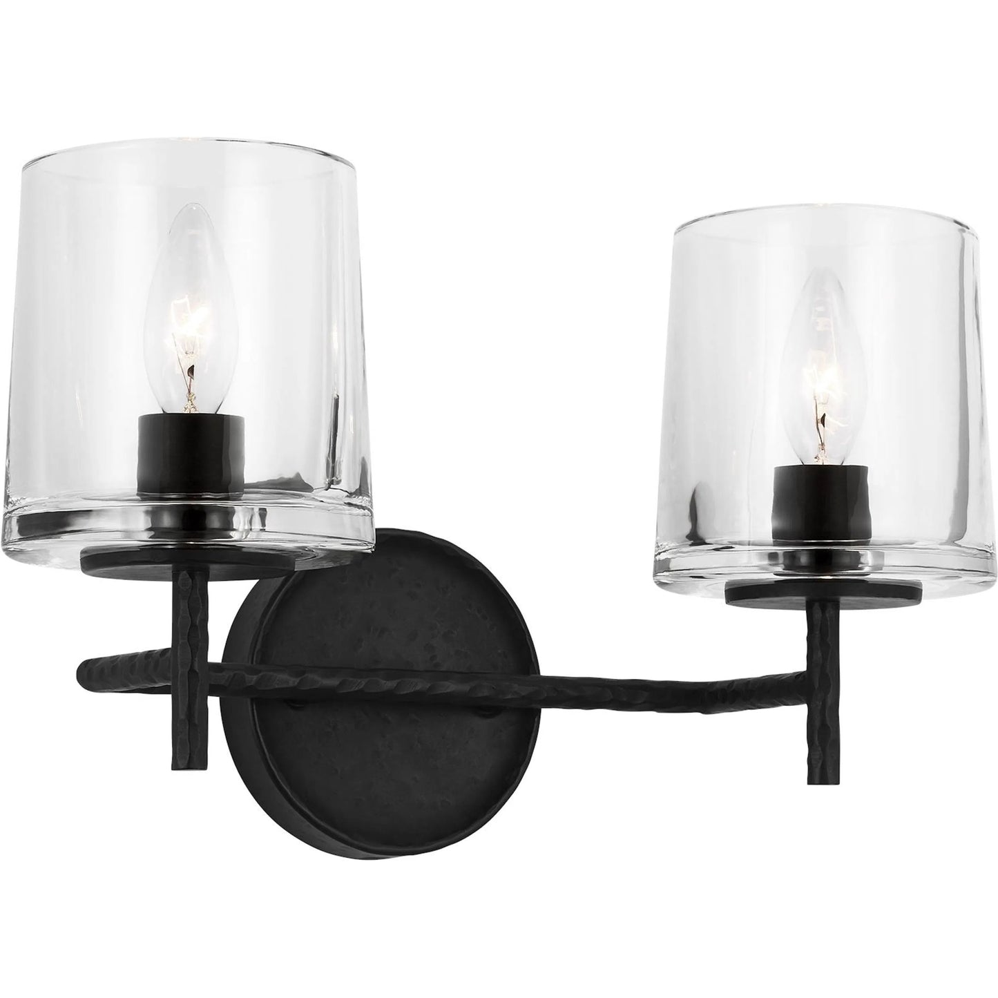 002 SI-2234818 | Additional Silo | Marietta 2-Light Vanity by Visual Comfort & Co. in aged iron. Made from steel in a transitional style.