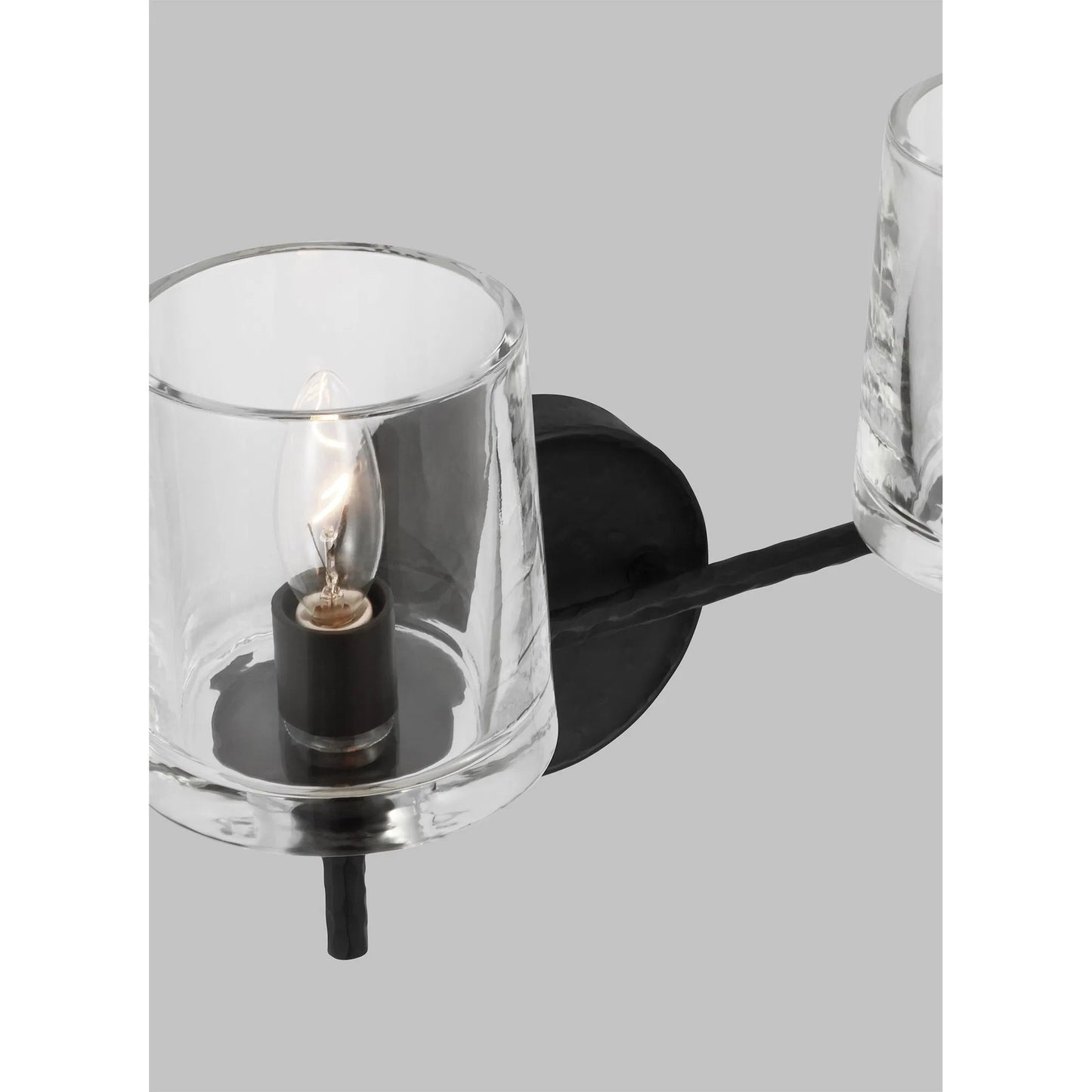 004 SI-2234818 | Closeup | Marietta 2-Light Vanity by Visual Comfort & Co. in aged iron. Made from steel in a transitional style.