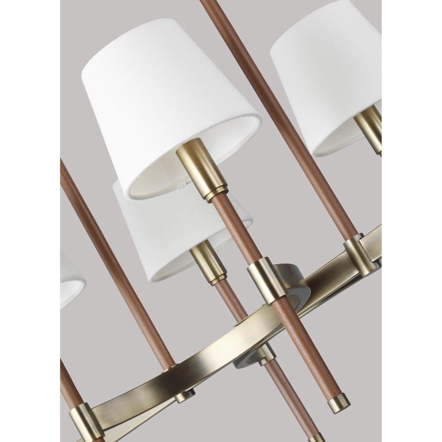 006 SI-2235194 | Closeup | Katie Linear Chandelier by Visual Comfort & Co. in time worn brass. Made from steel in a unique style.