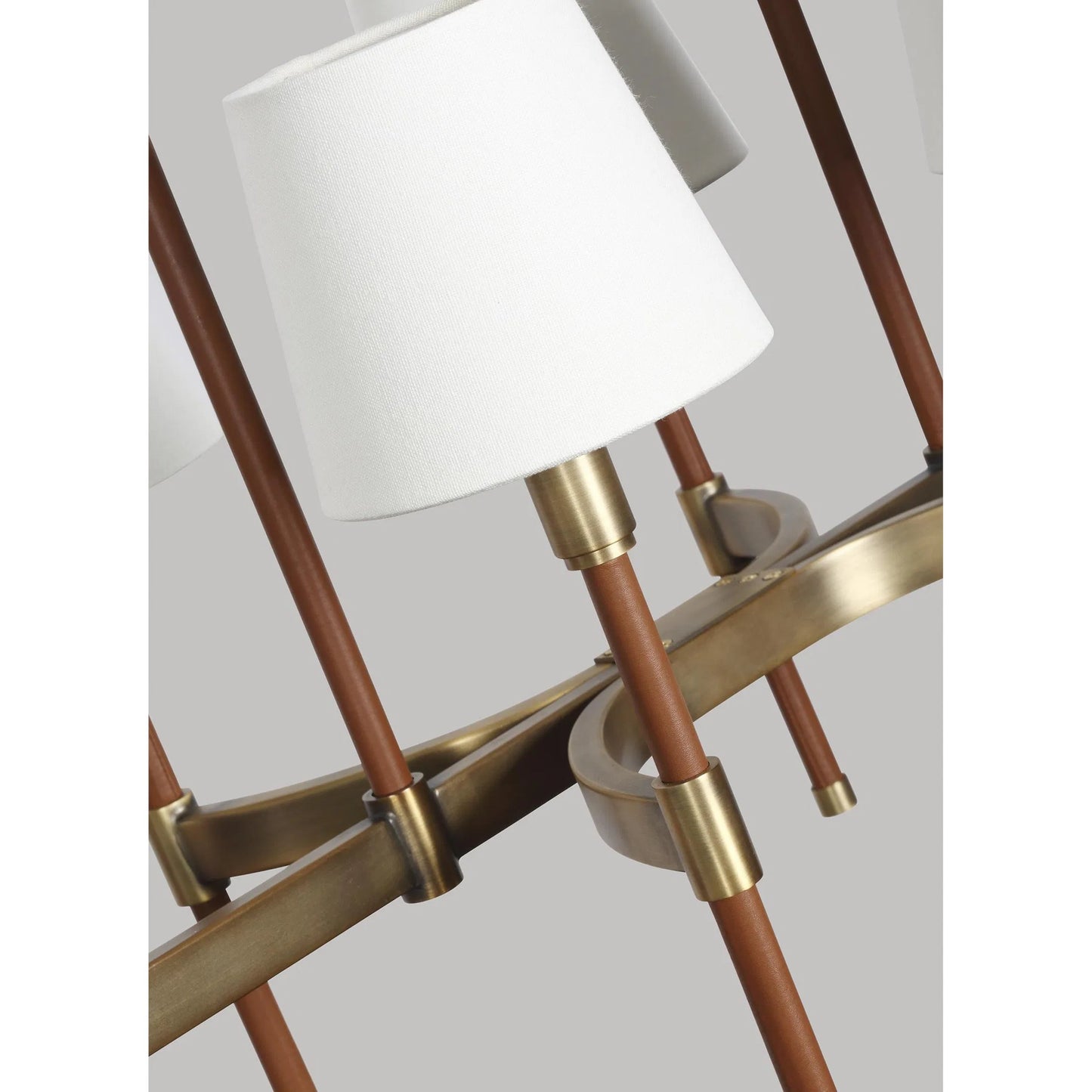 004 SI-2235194 | Closeup | Katie Linear Chandelier by Visual Comfort & Co. in time worn brass. Made from steel in a unique style.