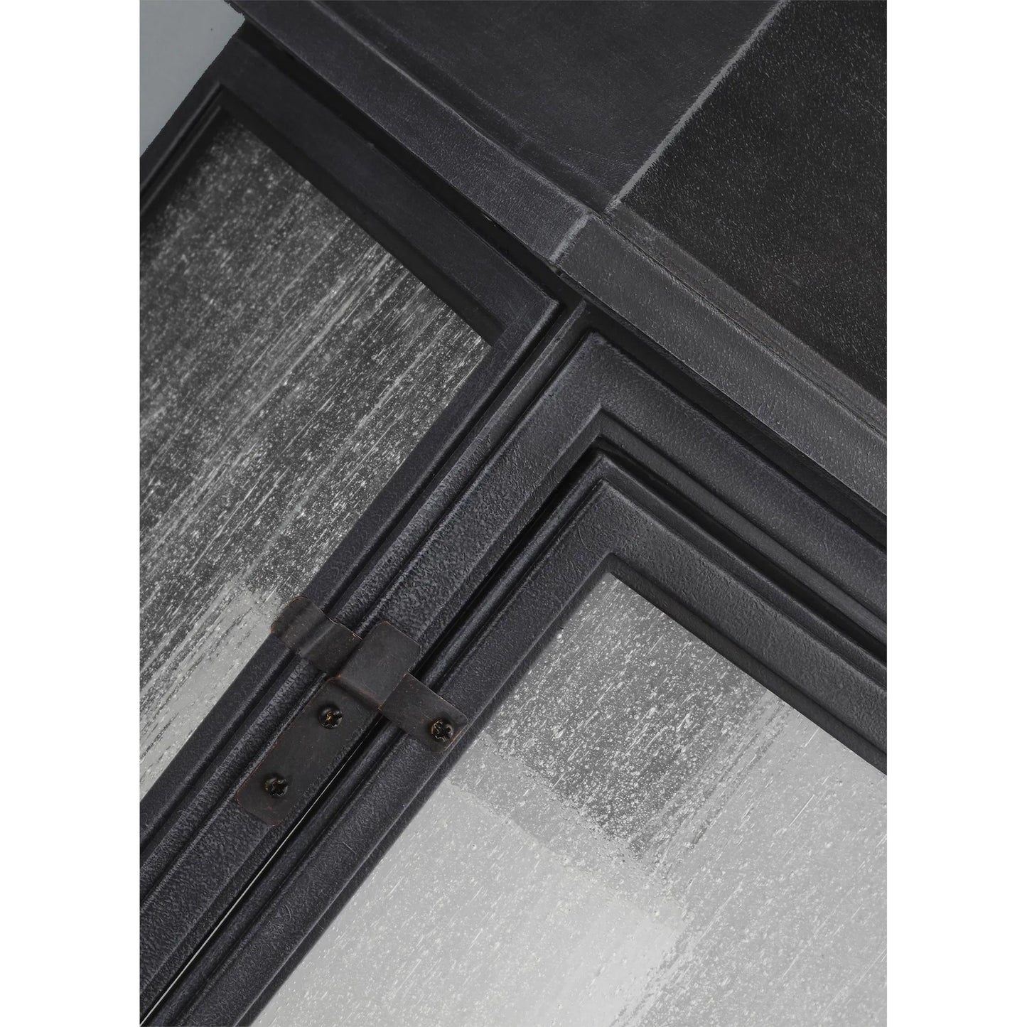 014 S-285519,S-285521,S-285523,S-285525 | Closeup | Shepherd Sconce by Generation Lighting in dark weathered zinc. Made from stonestrong in a traditional style.