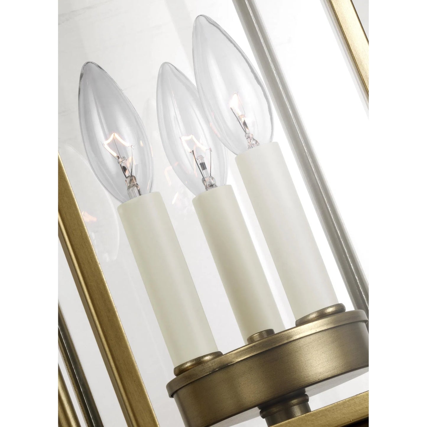 004 SR-735798 | Closeup | Wellsworth Post Lantern by Generation Lighting in painted distressed brass. Made from cast aluminum in a rustic style.