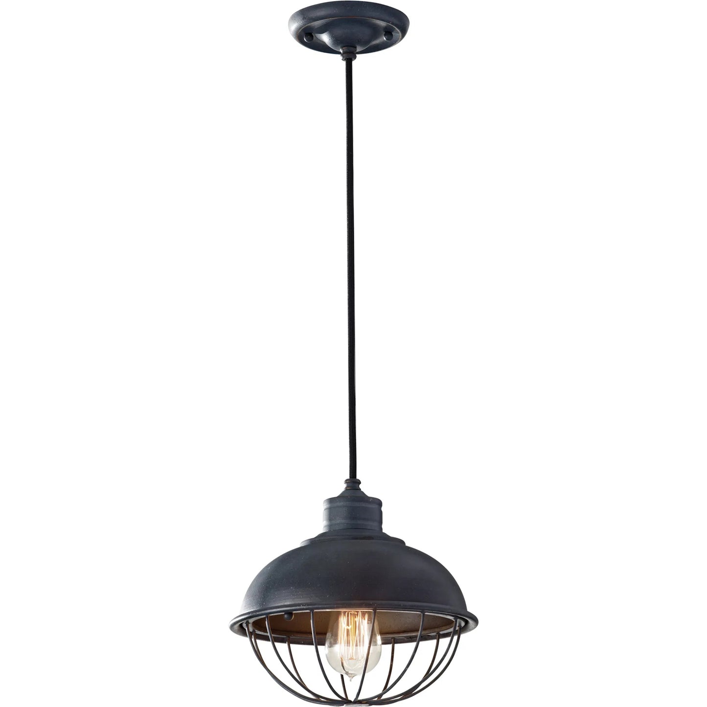 004 S-285670 | Unknown | Urban Renewal Round Cage Pendant by Generation Lighting in antique forged iron. Made from steel in a modern style.