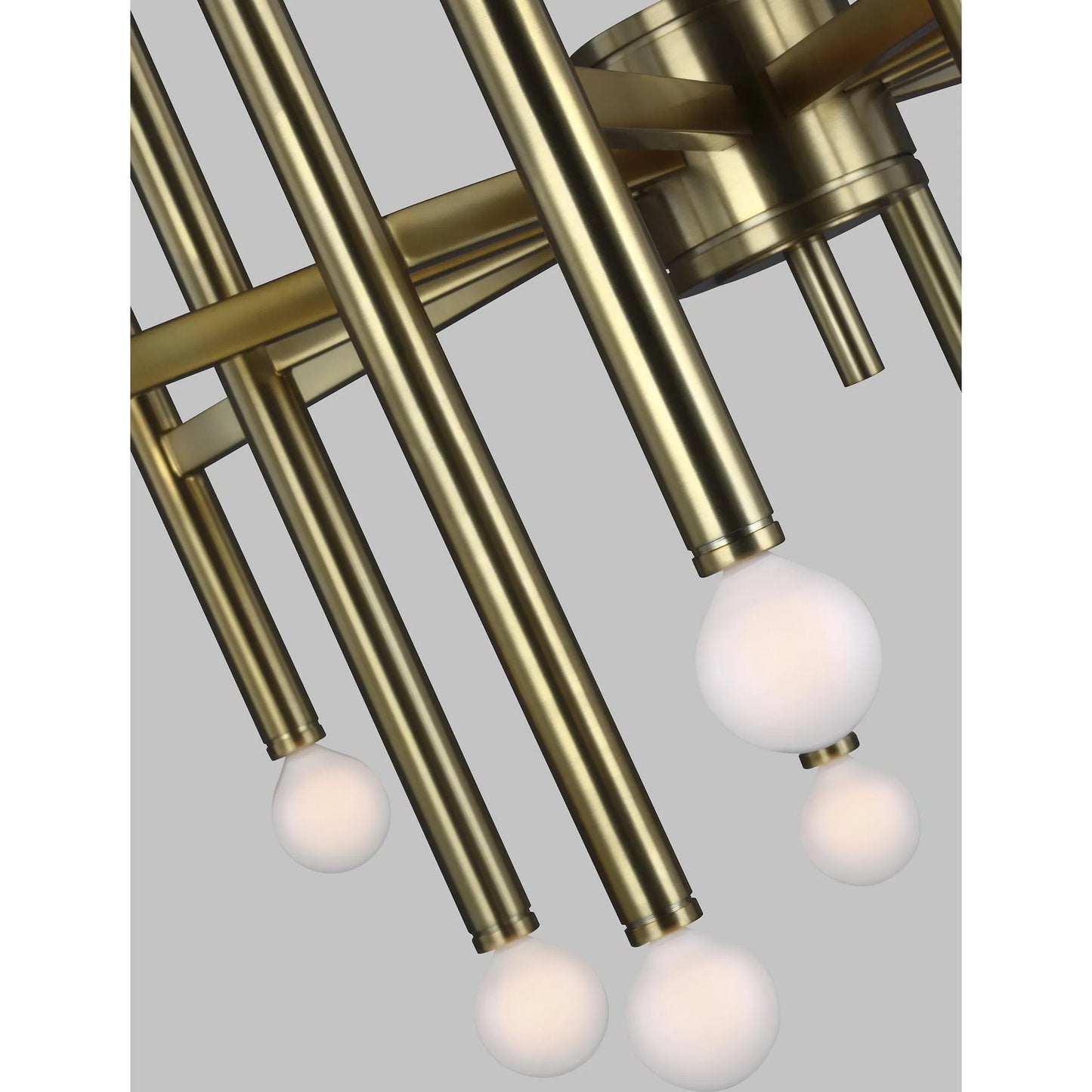 003 SI-2235696 | Closeup | Beckham Modern Large Chandelier by Visual Comfort & Co. in burnished brass. Made from steel in a unique style.