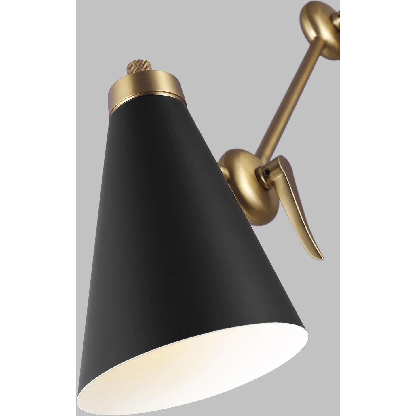 004 SI-2235882 | Closeup | Signoret 2 - Arm Library Sconce by Visual Comfort & Co. in burnished brass. Made from steel in a unique style.