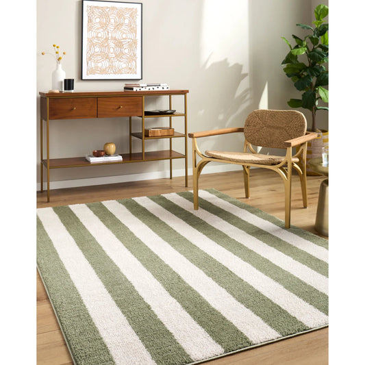 Fossay Shag FSG-2346 Rug by Livabliss in cream, olive. Made from polyester in a unique style.