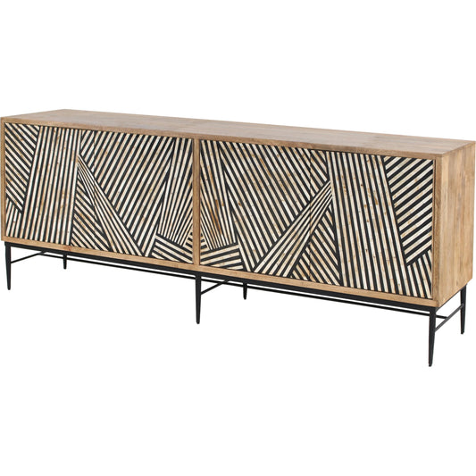 001 SI-2242842 | Primary Silo | Fargo 80" Sideboard by World Interiors in black, white and natural, matte black. Made from bone, mango wood, metal in a eclectic & global style.