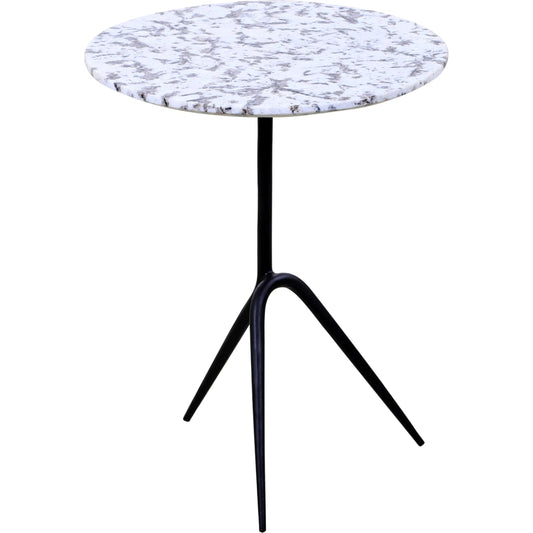 Glacier 18" Accent Table by World Interiors in powder coated black. Made from marble reclaimed iron in a modern style.