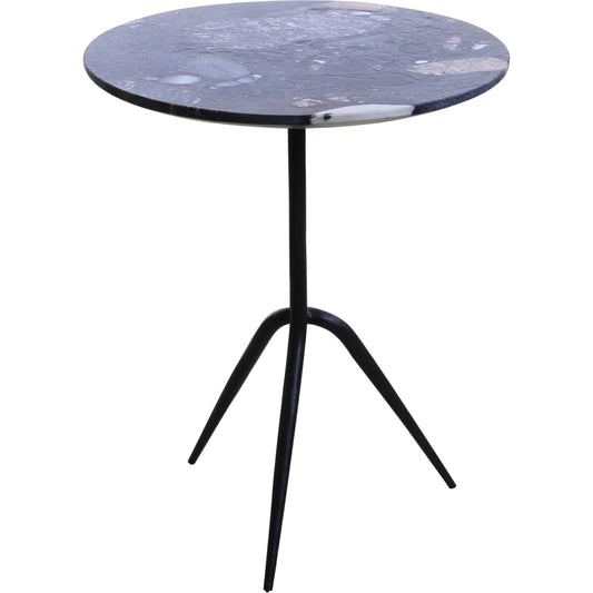 Glacier 18" Accent Table by World Interiors in powder coated black. Made from marble reclaimed iron in a modern style.
