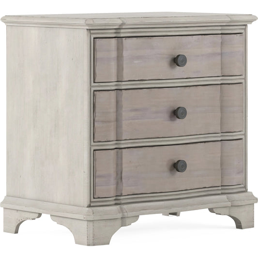 001 SI-2155738 | Primary Silo | Alcove Nightstand by A.R.T. Furniture in belgian ivory, washed maple. Made from acacia solids, maple veneers, metal in a traditional style.