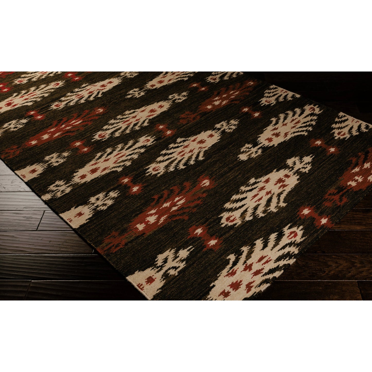 004 34804-3196 | Closeup | Frontier Rug - 1329 by Surya in beige, light brown, dark brown, rust. Made from 100% wool in a unique style.