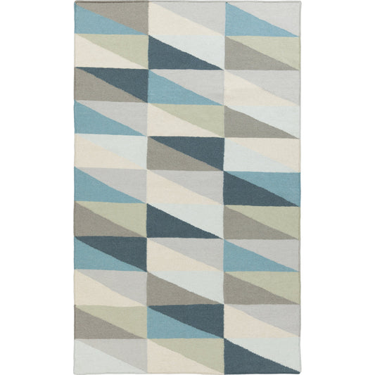 Frontier Rug - 1056 by Surya in light beige, medium gray, aqua, dark blue, seafoam, gray. Made from 100% wool in a unique style.