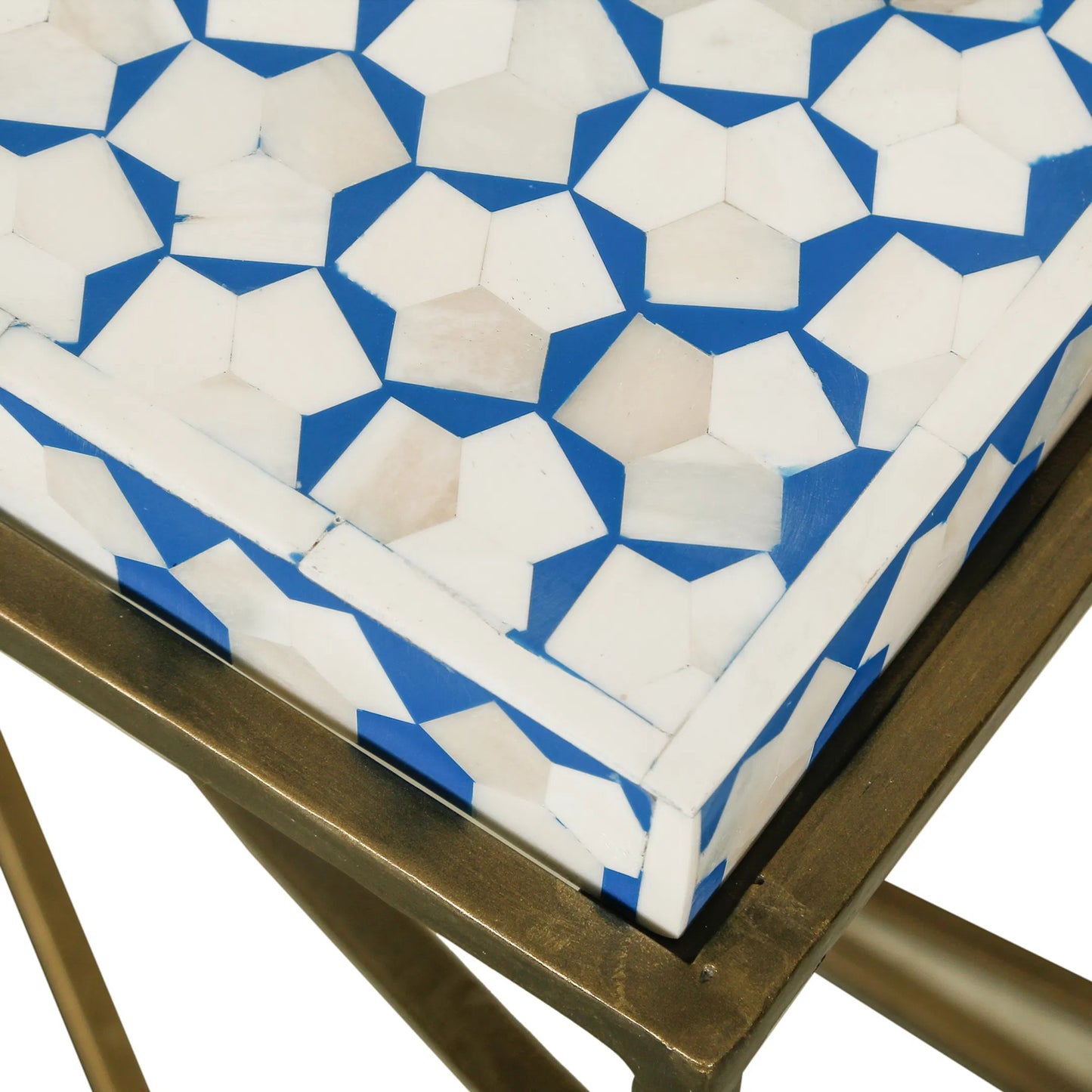 006 SI-2242735 | Closeup | Alexandria 24" Side Table by World Interiors in multi-color and natural. Made from bone, horn, metal in a eclectic & global style.