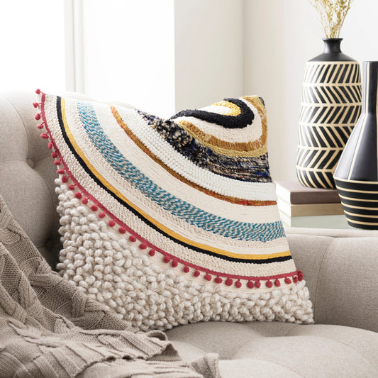 Fleetwood Pillow - 32196 by Livabliss in beige, light beige. Made from 100% cotton in a eclectic & global style.