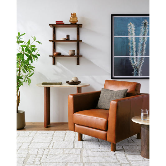 Fitz - 496725 by Surya in brown and lacquered. Made from upholstery: leather, base: rubber wood, fill: 70% polyurethane foam, 30% mixed feather in a modern style.