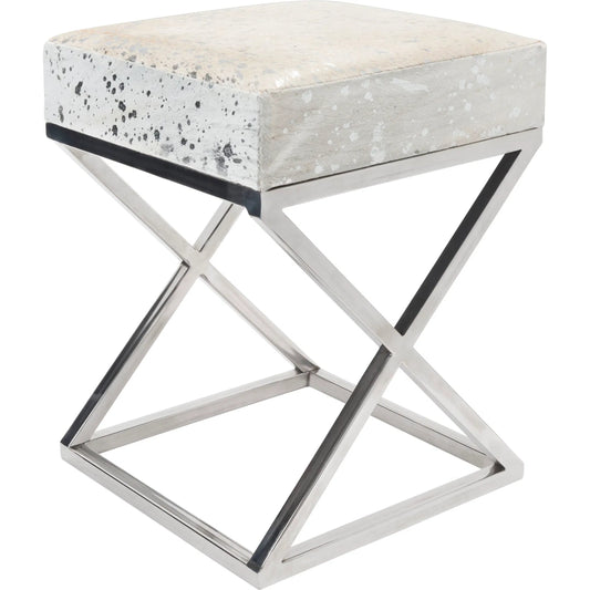 001 SI-2534699 | Primary Silo | Safari Steel & Cowhide Bench - FU-29187 by Pasargad Home in silver. Made from steel, cowhide in a unique style.