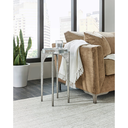 Chapman Martini Table by Hooker Furniture in pewter. Made from metal, glass in a modern style.