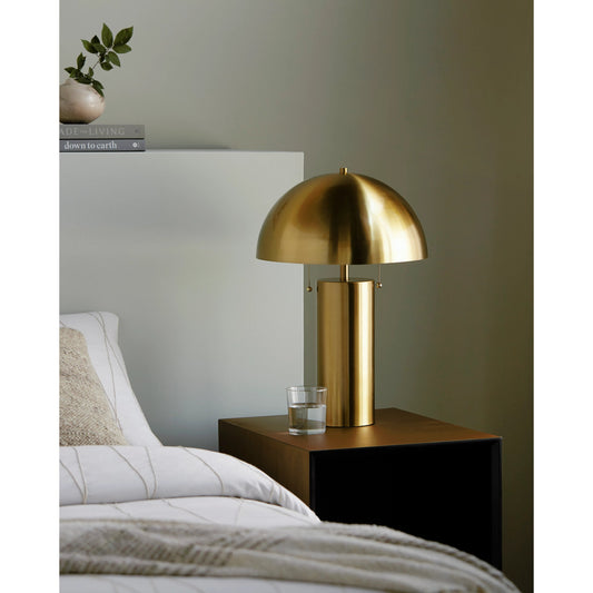 Fungiaire Table Lamp - 524562 by Surya in translucent and plated. Made from metal, linen in a modern style.