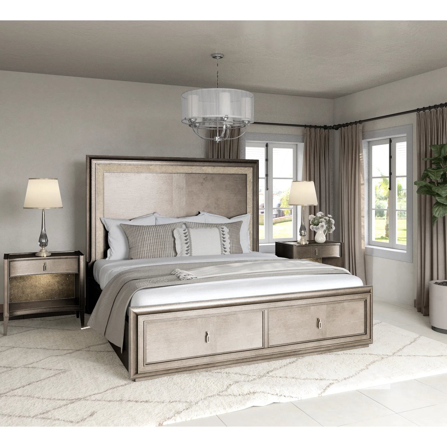 009 SI-2334439 | Lifestyle | Cove Open Nightstand by A.R.T. Furniture in grey and mica. Made from rubberwood solids, primavera veneers, cork, metal in a traditional style.