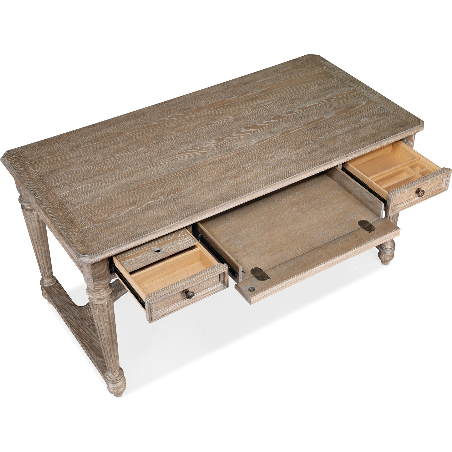 003 SI-1749879 | Additional Silo | Sutter Writing Desk by Hooker Furniture in claro. Made from cathedral oak veneers in a traditional style.