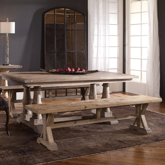 Stratford Salvaged Wood Bench by Uttermost. Made from solid wood in a cottage & farmhouse style.