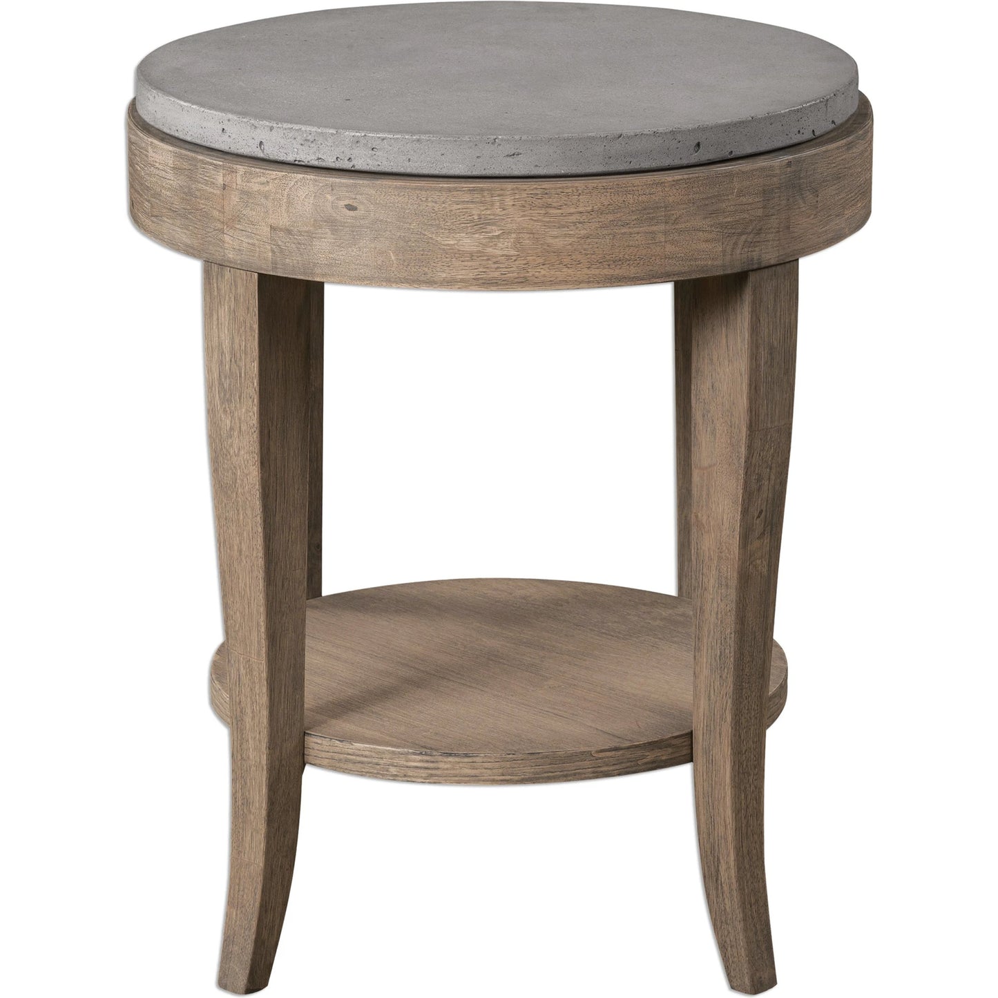 001 S-253257 | Primary Silo | Deka Round Accent Table by Uttermost. Made from wood, concrete in a cottage & farmhouse style.