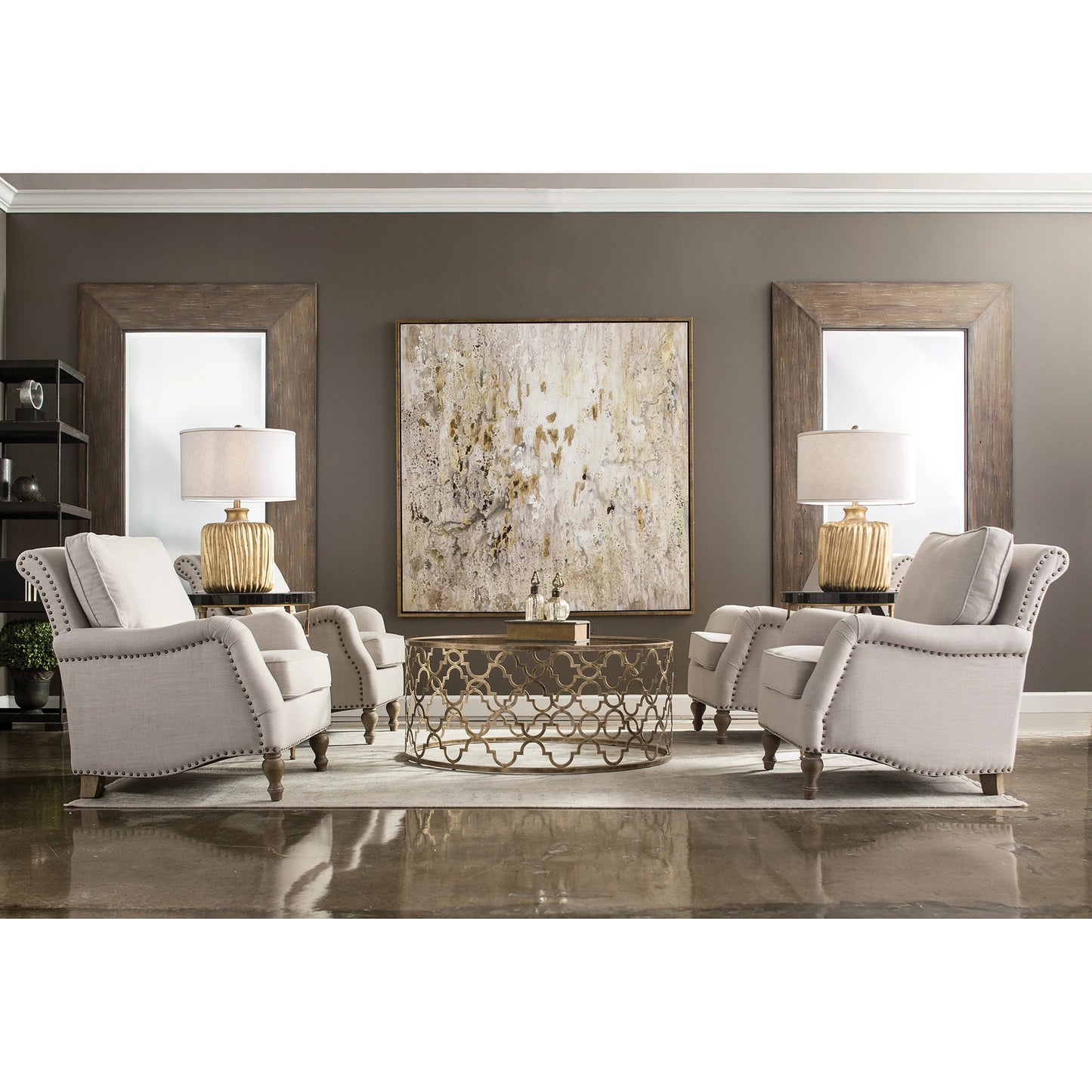 007 S-252857 | Closeup | Armstead Armchair by Uttermost in white. Made from rubber wood, fabric, plywood in a cottage & farmhouse style.