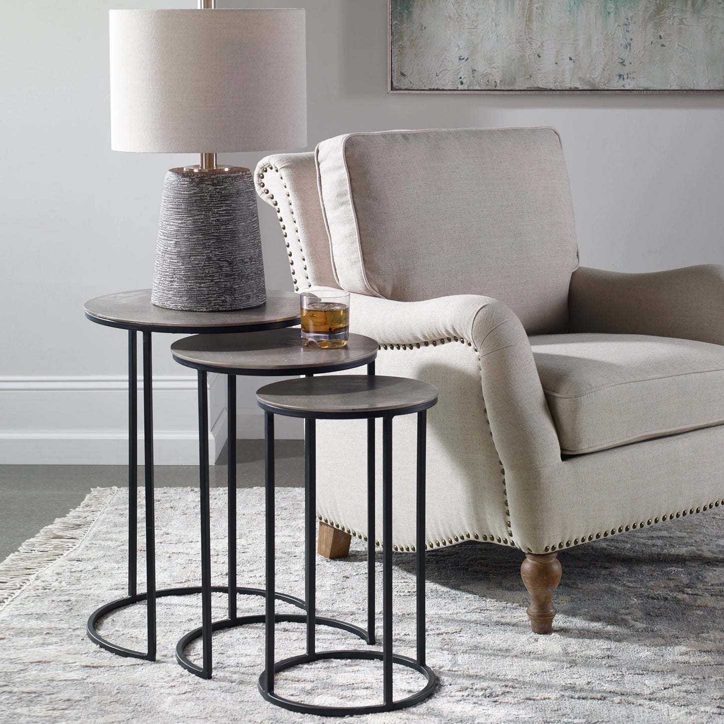 004 SR-766735 | Lifestyle | Erik Metal Nesting Tables by Uttermost in metal. Made from iron, aluminum in a modern style.