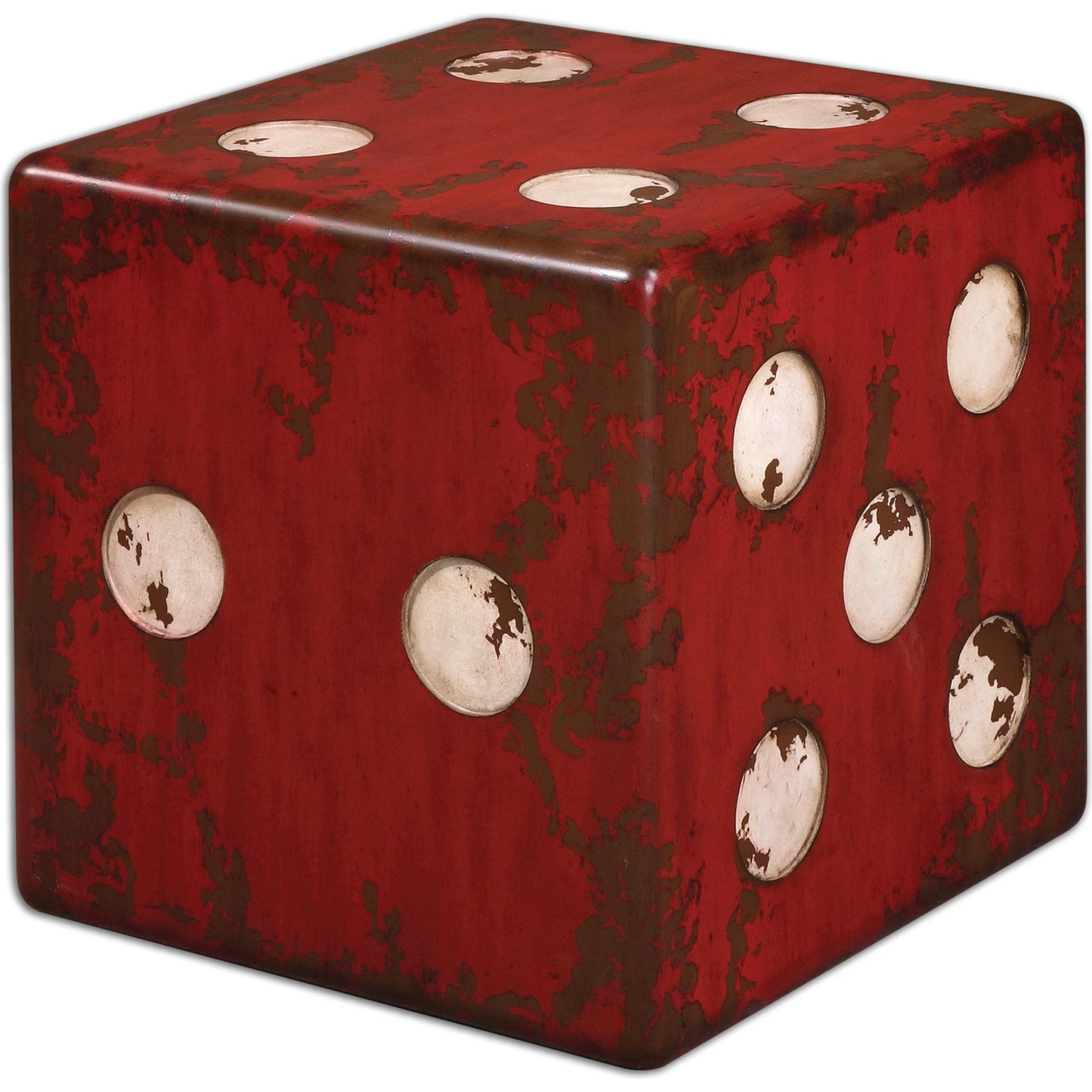 001 S-252958 | Primary Silo | Dice Red Accent Table by Uttermost in red. Made from mdf, fir wood in a cottage & farmhouse style.