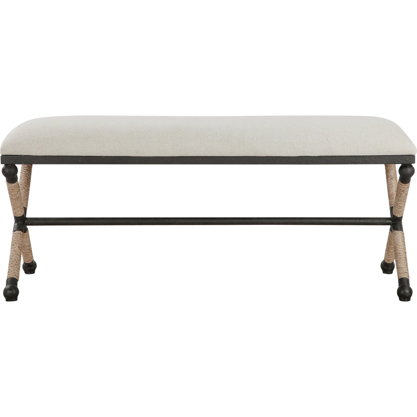 001 SR-766709 | Primary Silo | Firth Bench by Uttermost. Made from iron, mdf, rope, foam, fabric in a coastal style.