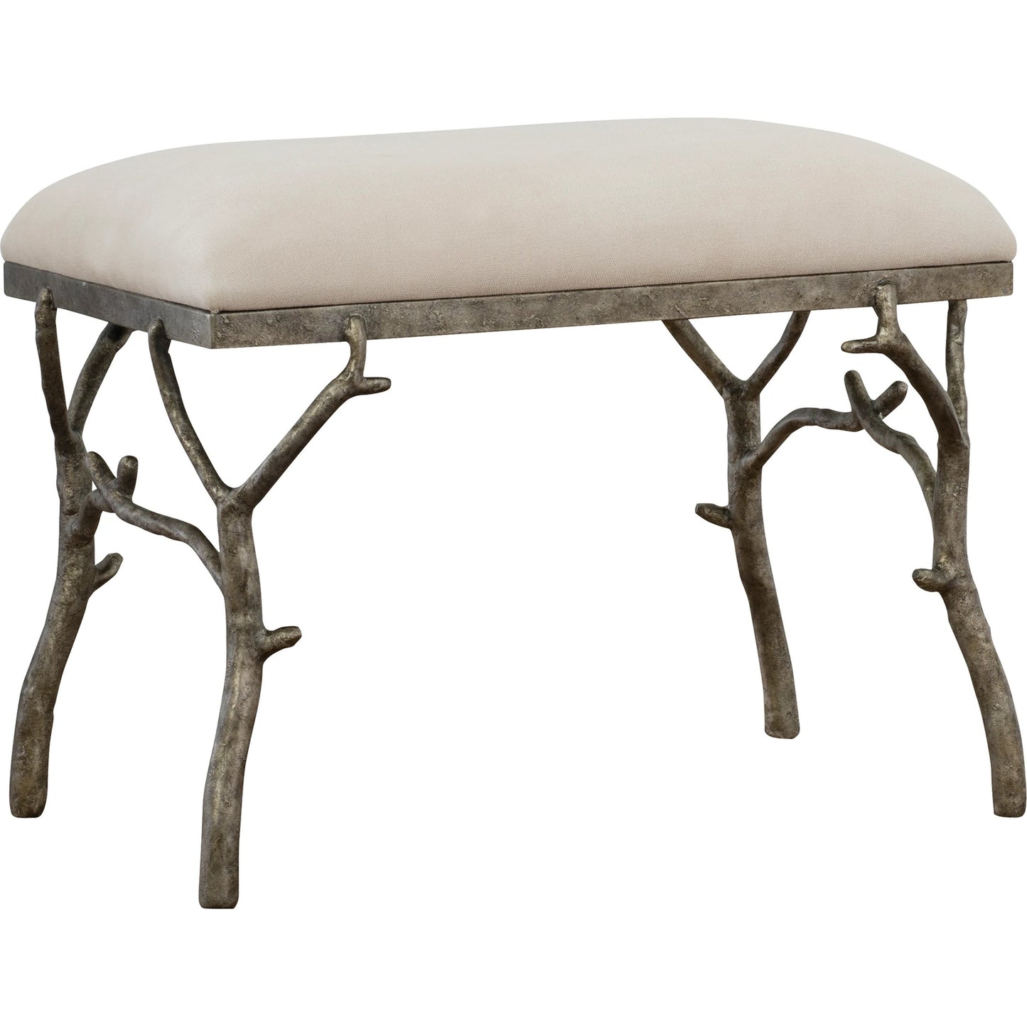 001 SR-766713 | Primary Silo | Lismore Fabric Bench by Uttermost. Made from iron, resin, linen, plywood in a rustic style.