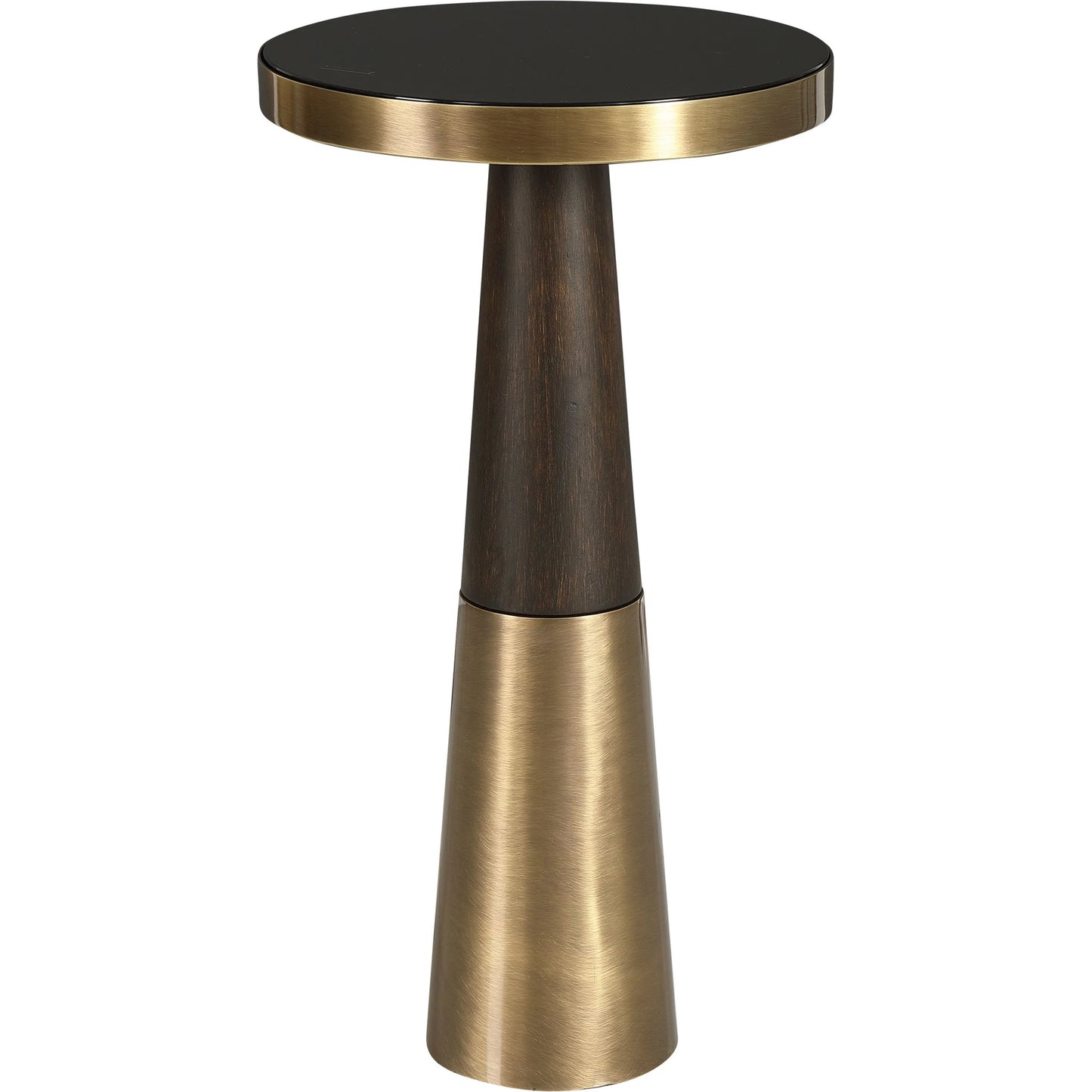 001 SR-824193 | Primary Silo | Fortier Accent Table by Uttermost in black. Made from 50% iron, 10% glass, 40% rubber wood in a eclectic & global style.